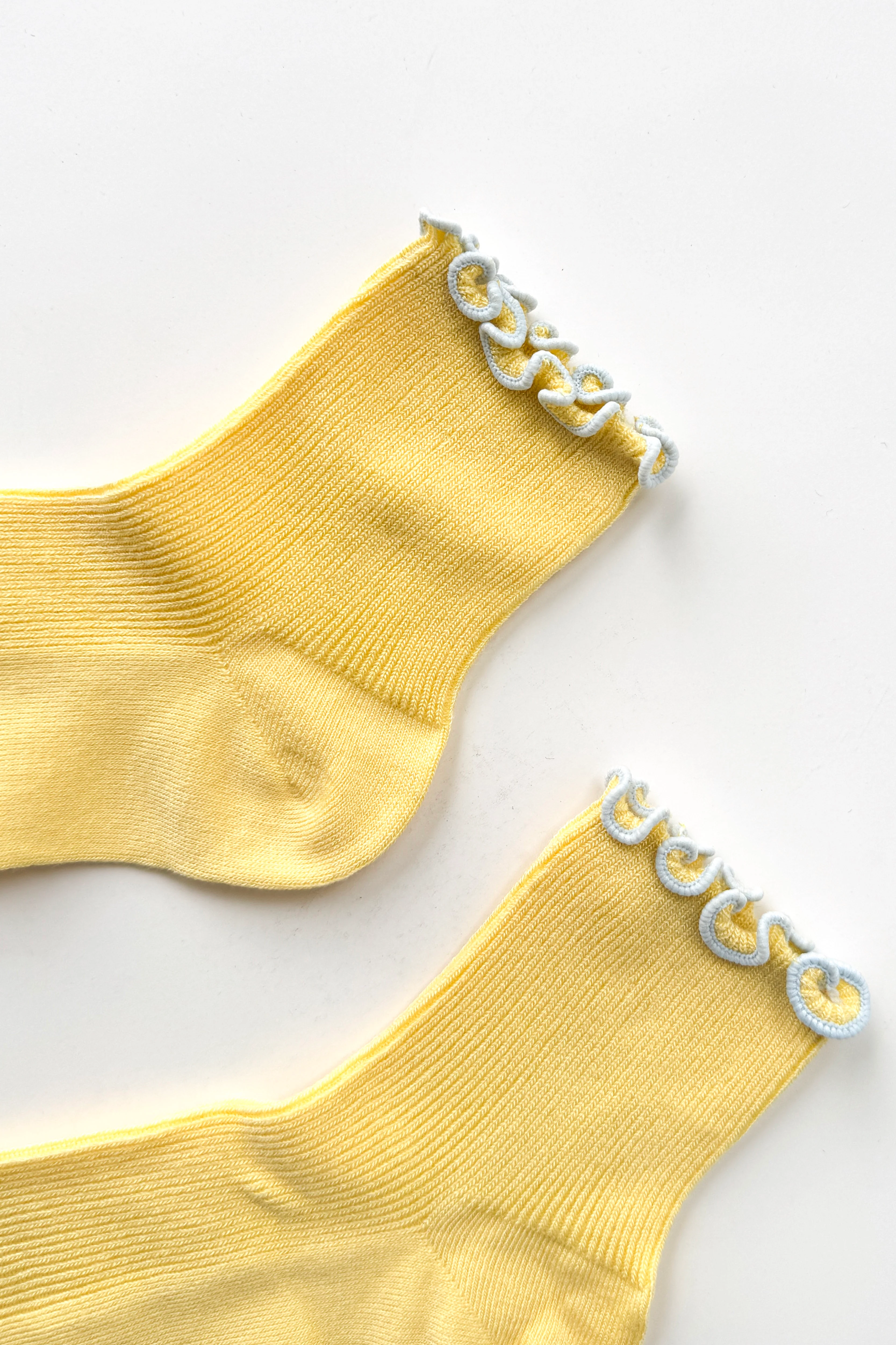 The Petite Ruffled Modal Socks - Butter / Baby Blue - Image 4