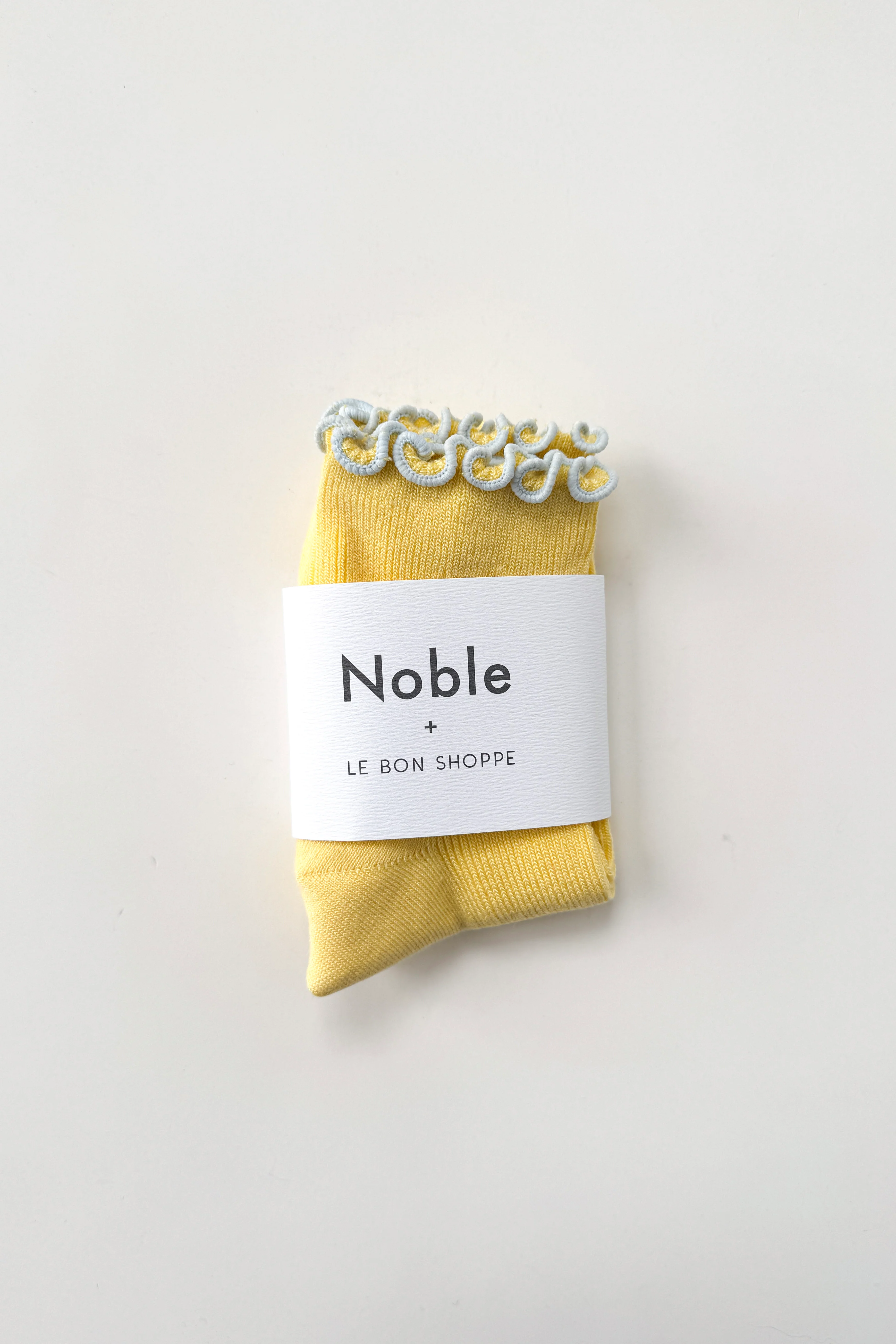 The Petite Ruffled Modal Socks - Butter / Baby Blue - Image 5