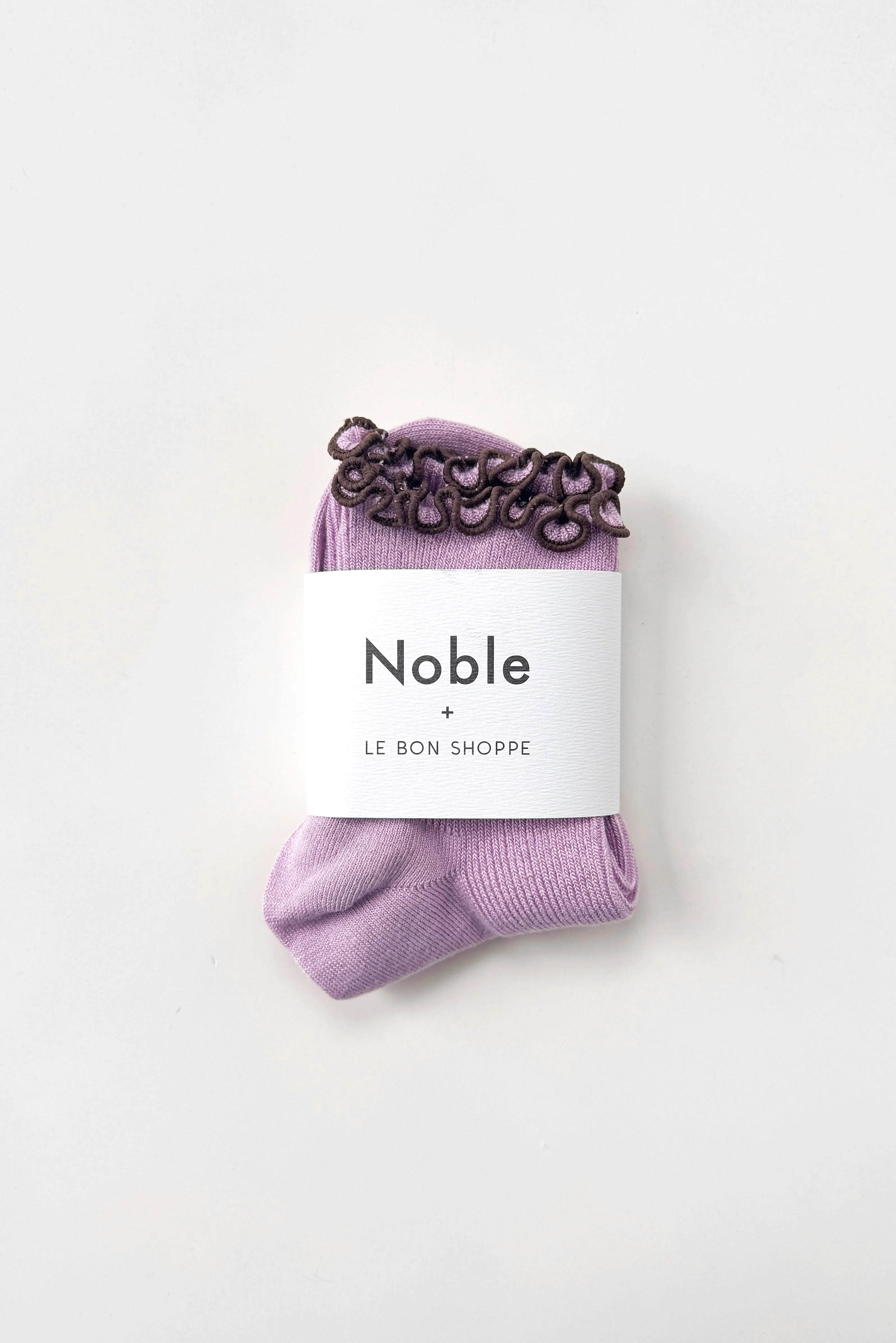 The Petite Ruffled Modal Socks - Lilac / Brown - Image 4
