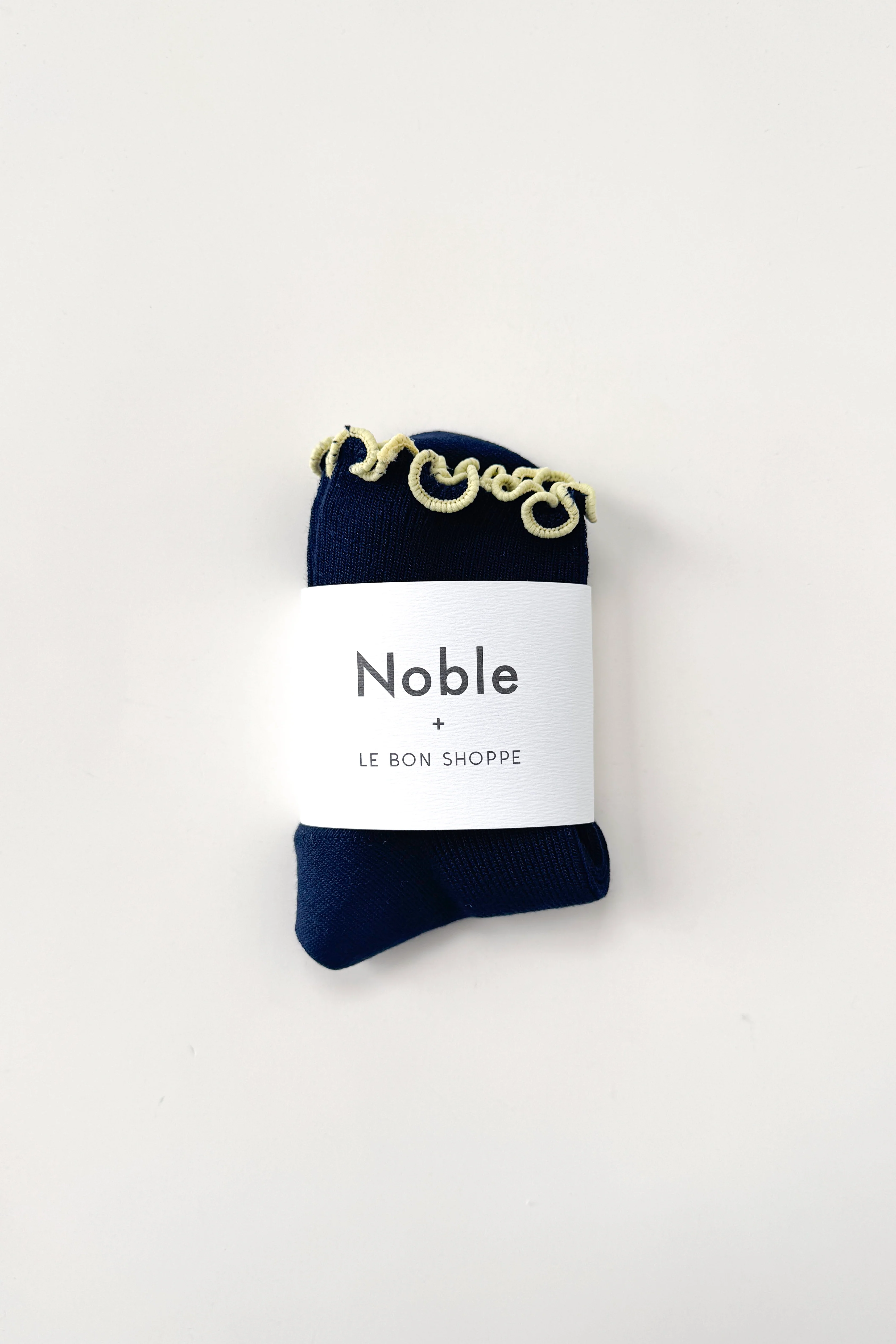 The Petite Ruffled Modal Socks - Navy / Butter - Image 4