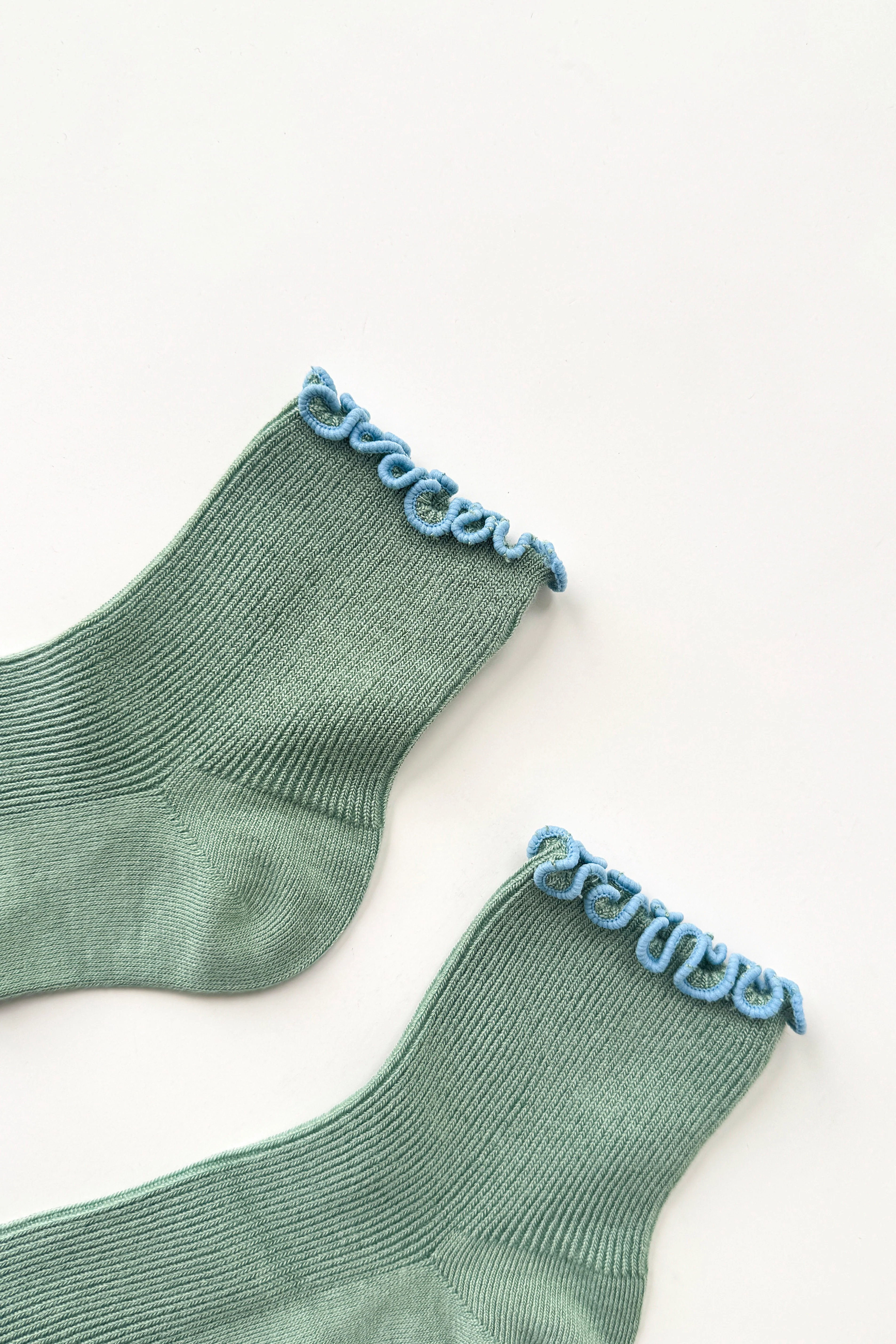 The Petite Ruffled Modal Socks - Sea Glass / Powder Blue - Image 4