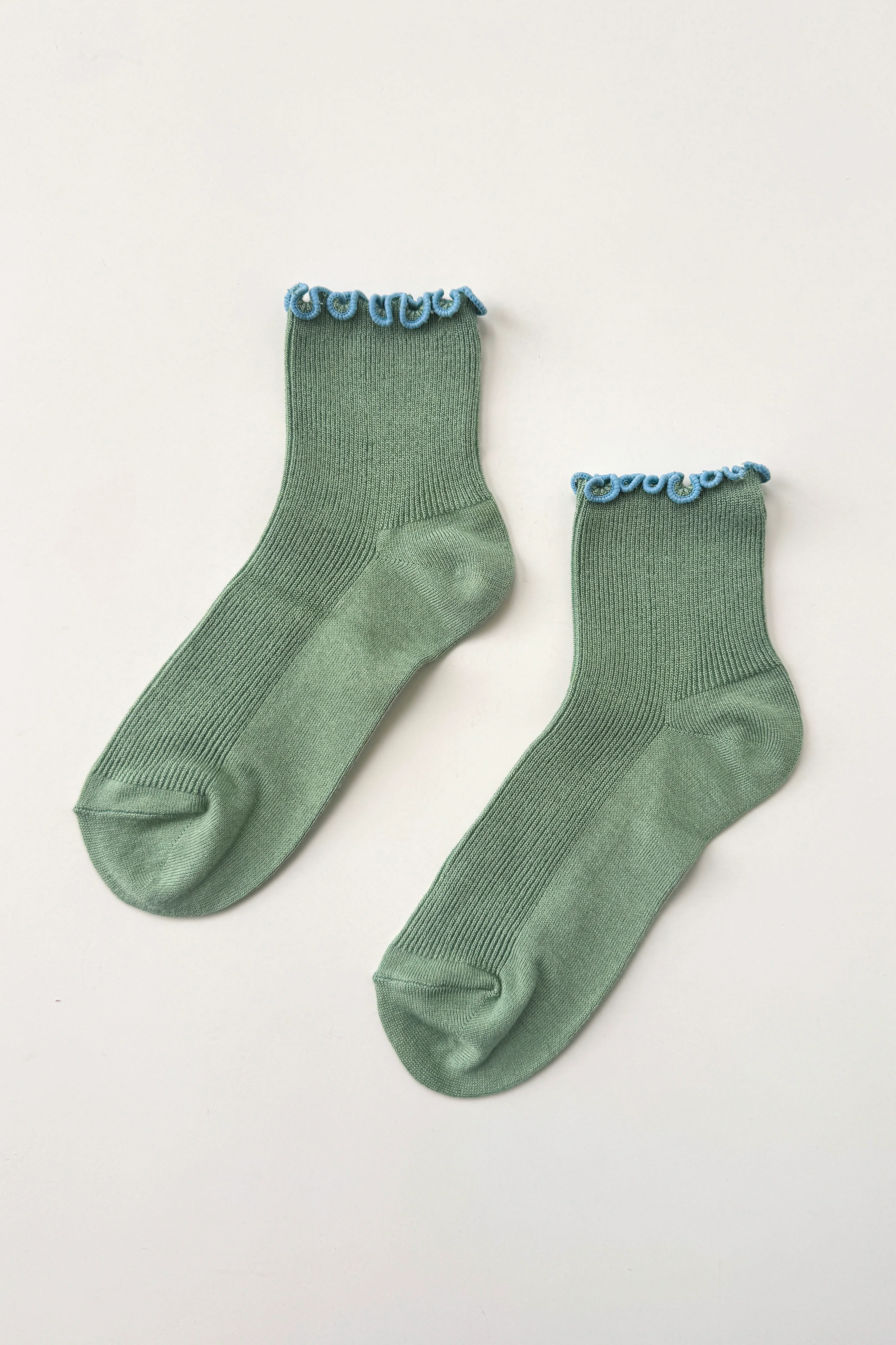 The Petite Ruffled Modal Socks - Sea Glass / Powder Blue - Image 6