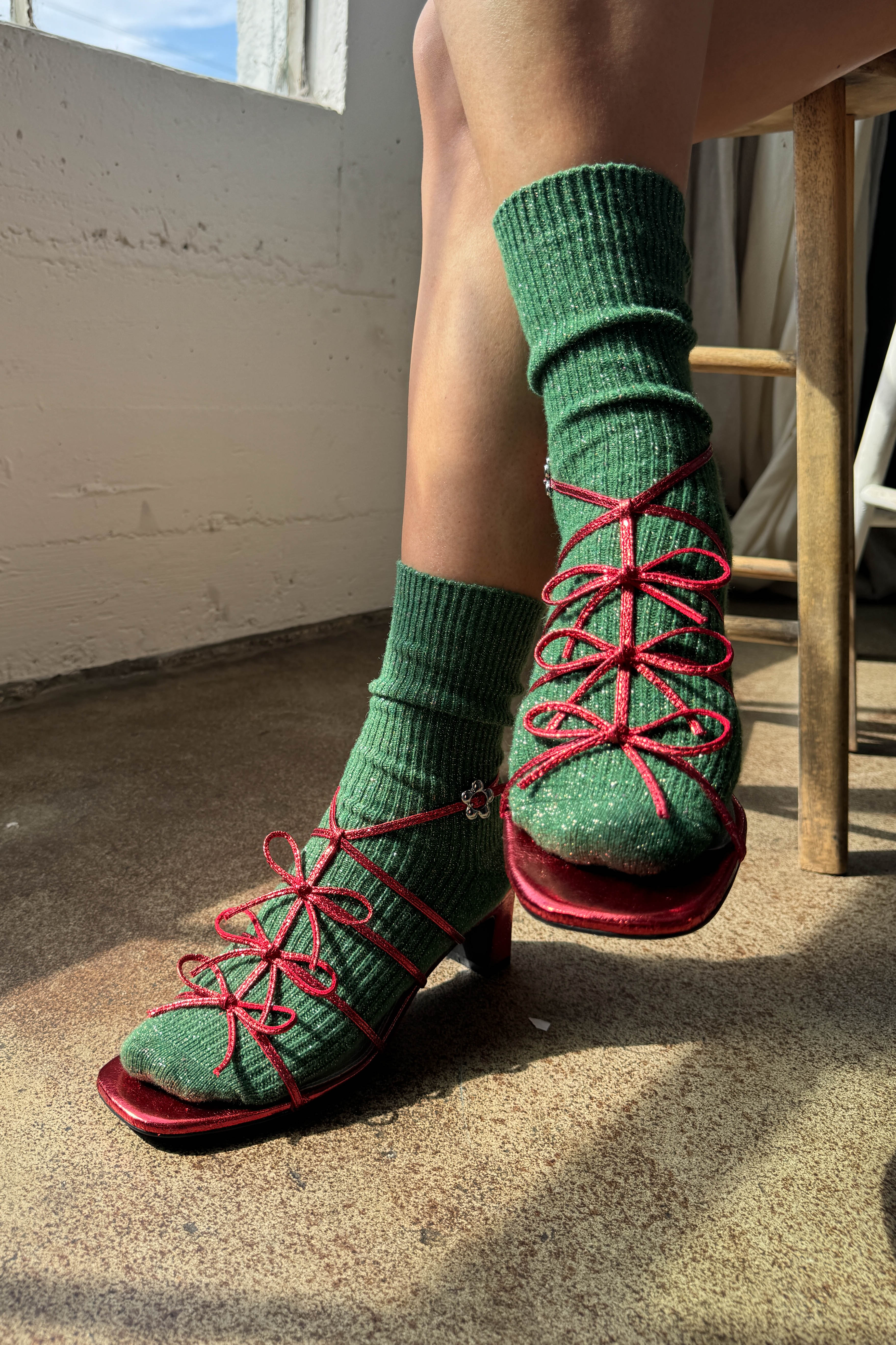 Winter Sparkle Socks - Evergreen - Image 3