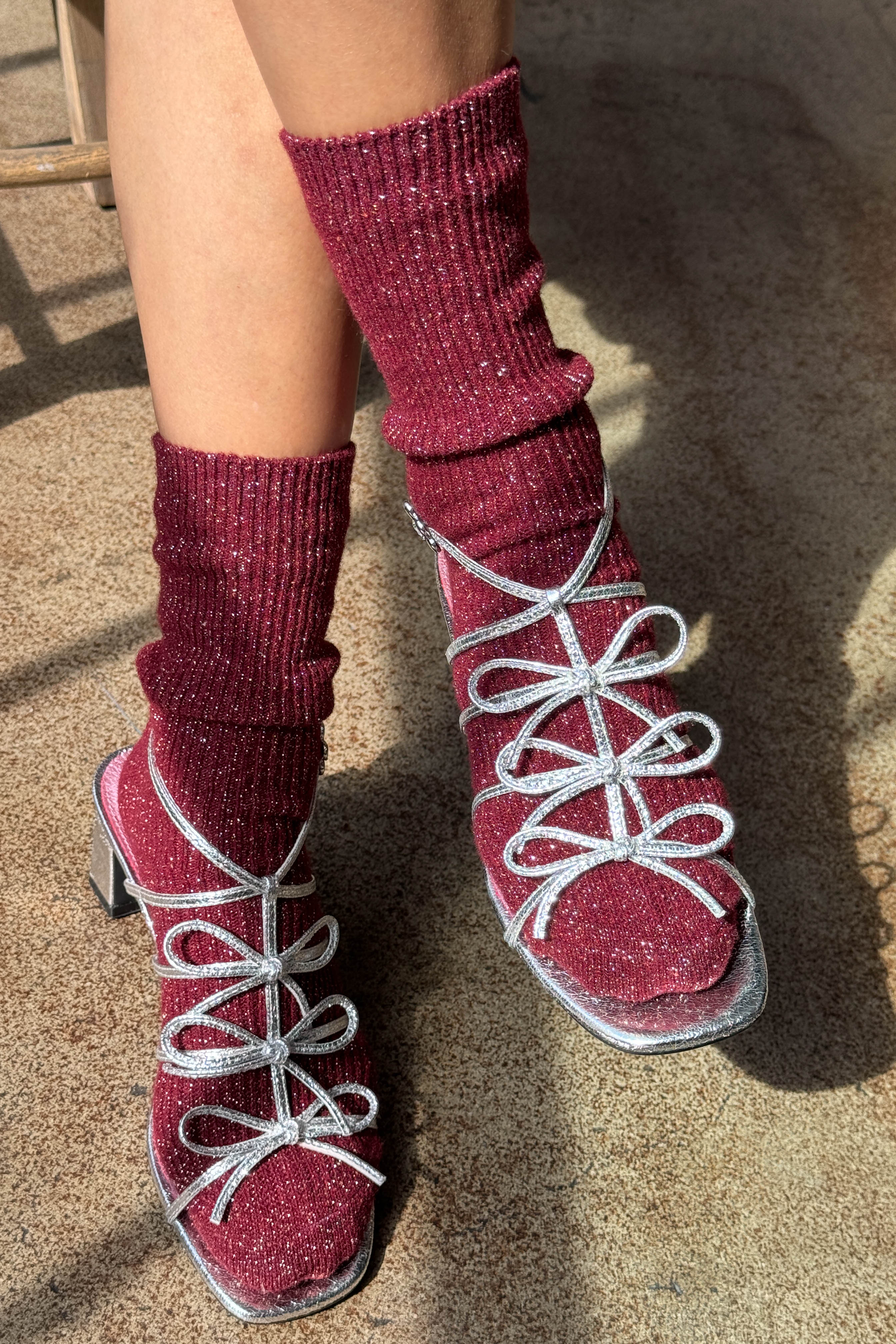 Winter Sparkle Socks - Wine - Image 2