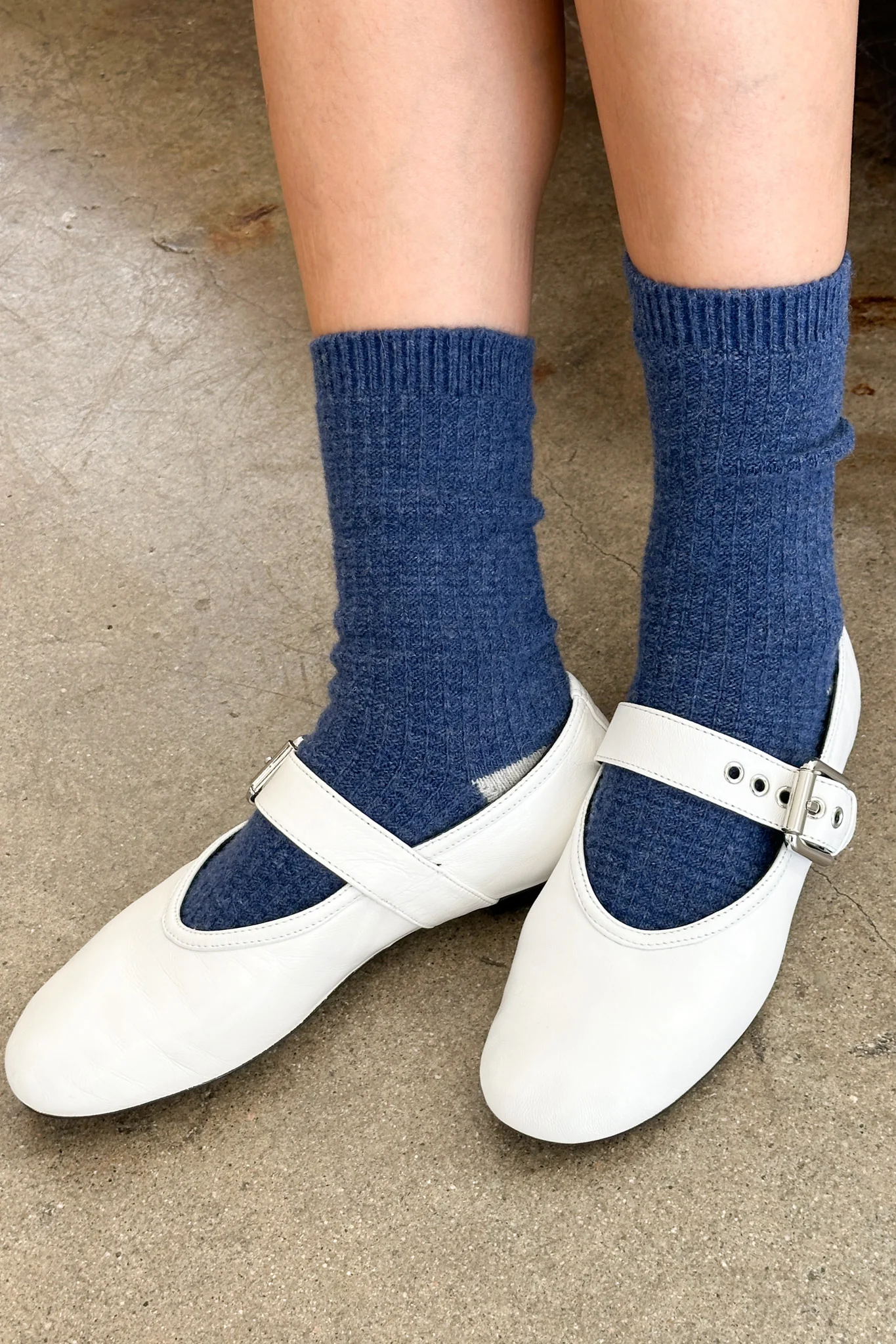 Wool Waffled Socks - Denim / Stone - Image 2