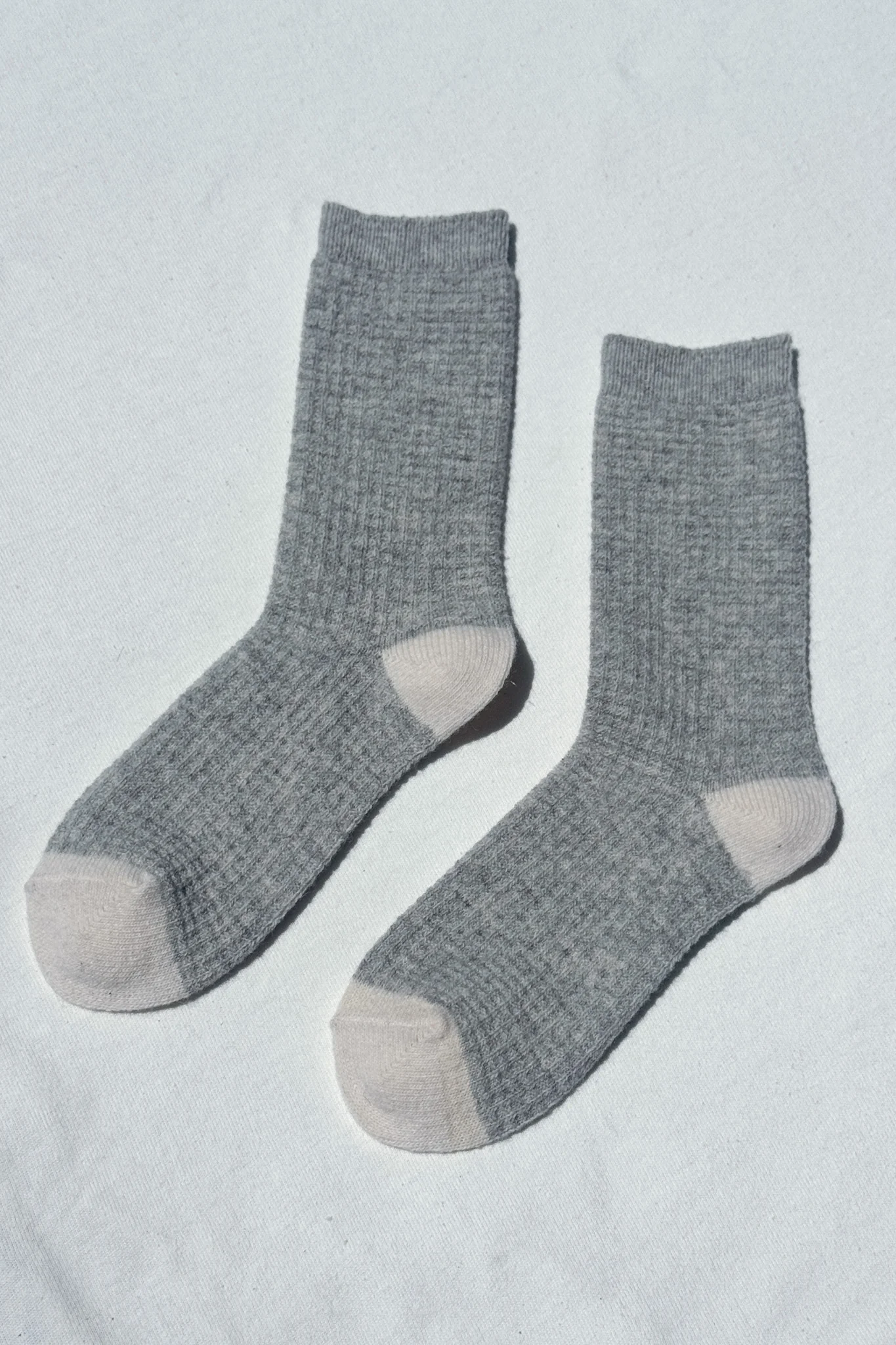 Wool Waffled Socks - Stone / Cream - Image 4