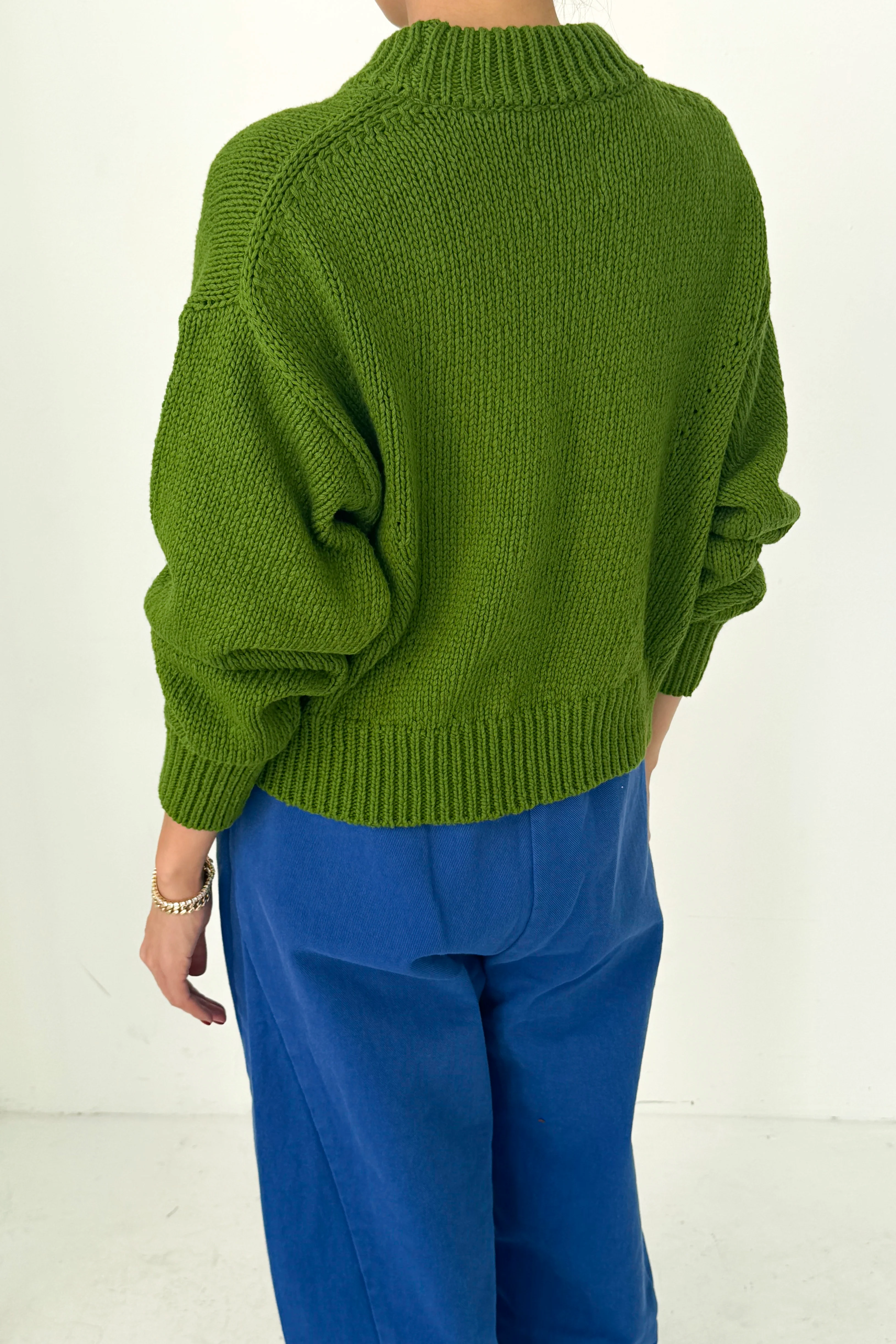 Zoe Cotton Sweater - Avocado - Image 3