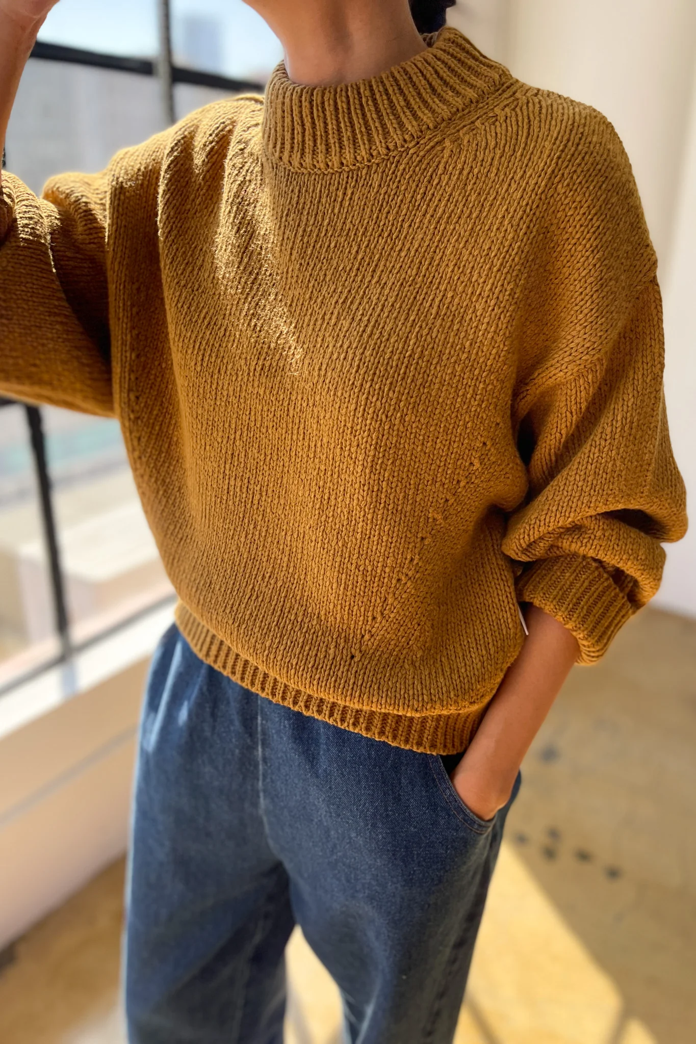 Zoe Cotton Sweater - Dijon - Image 3
